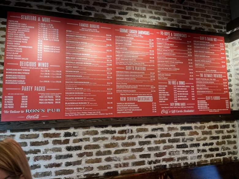 Cliff's Old Fashion Hamburgers - Houston, TX menu_pic