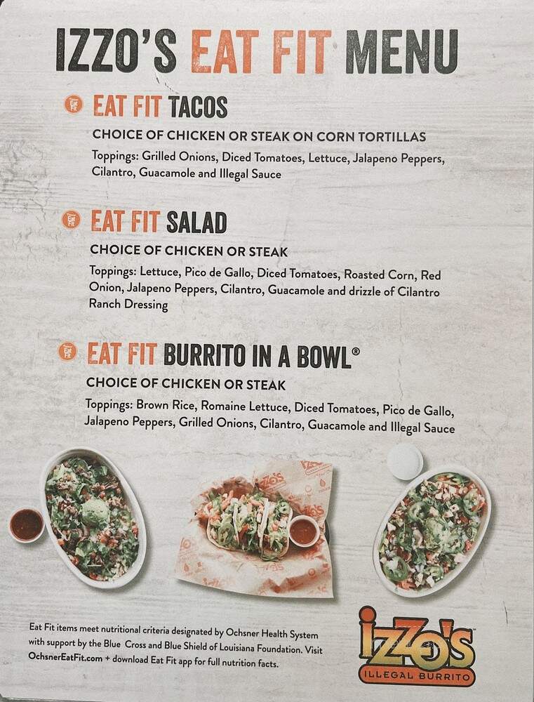 Izzo's Illegal Burrito - Lafayette, LA menu_pic