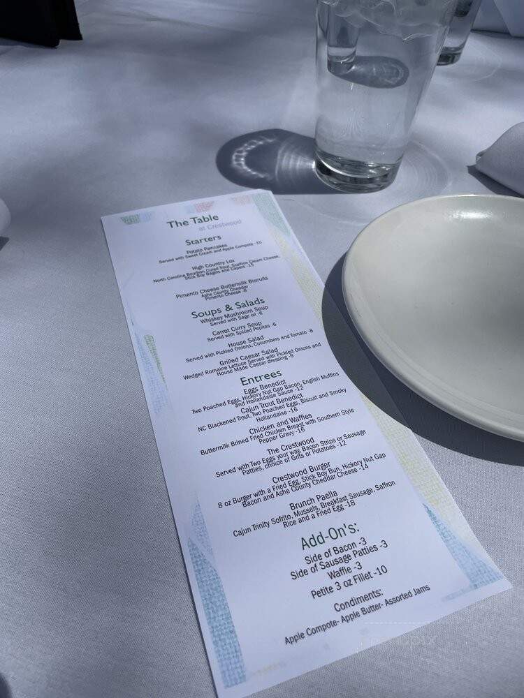 The Table at Crestwood - Boone, NC menu_pic