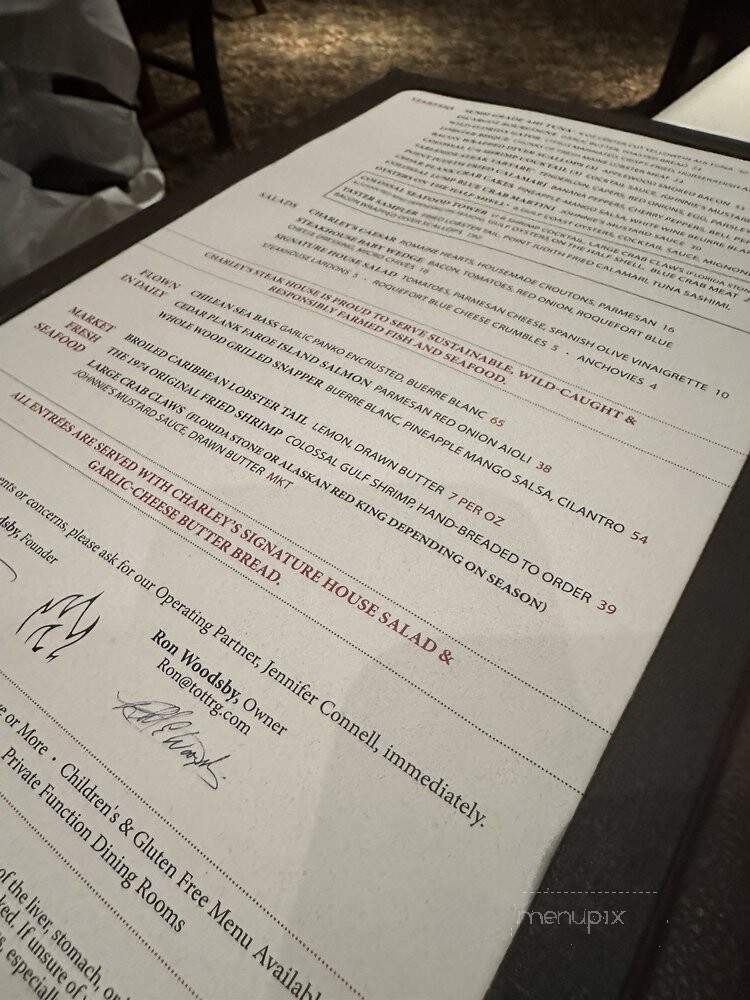 Charley's Steak House - Kissimmee, FL menu_pic