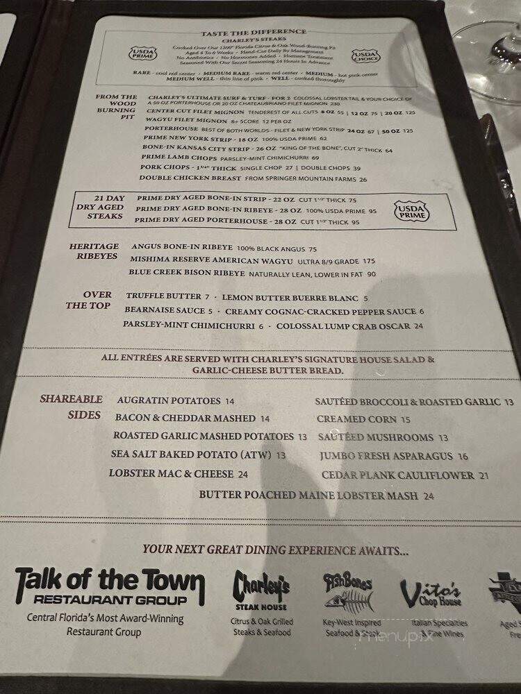 Charley's Steak House - Kissimmee, FL menu_pic