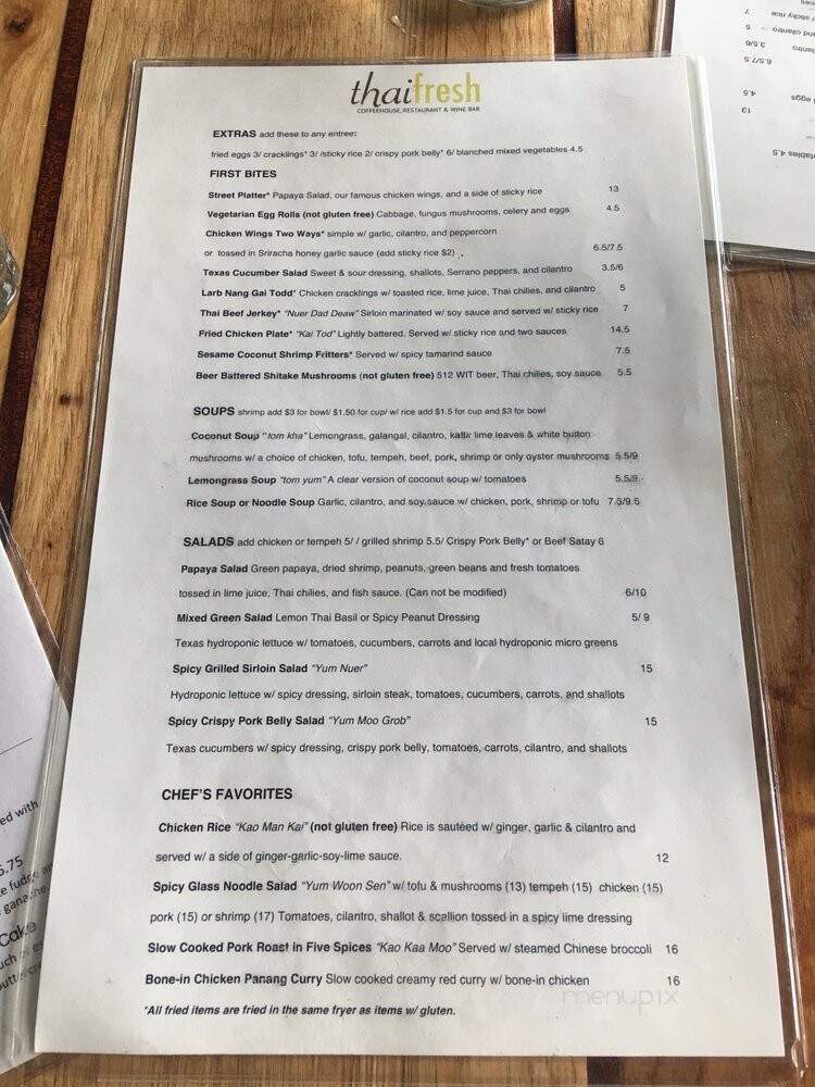 Thai Fresh - Austin, TX menu_pic