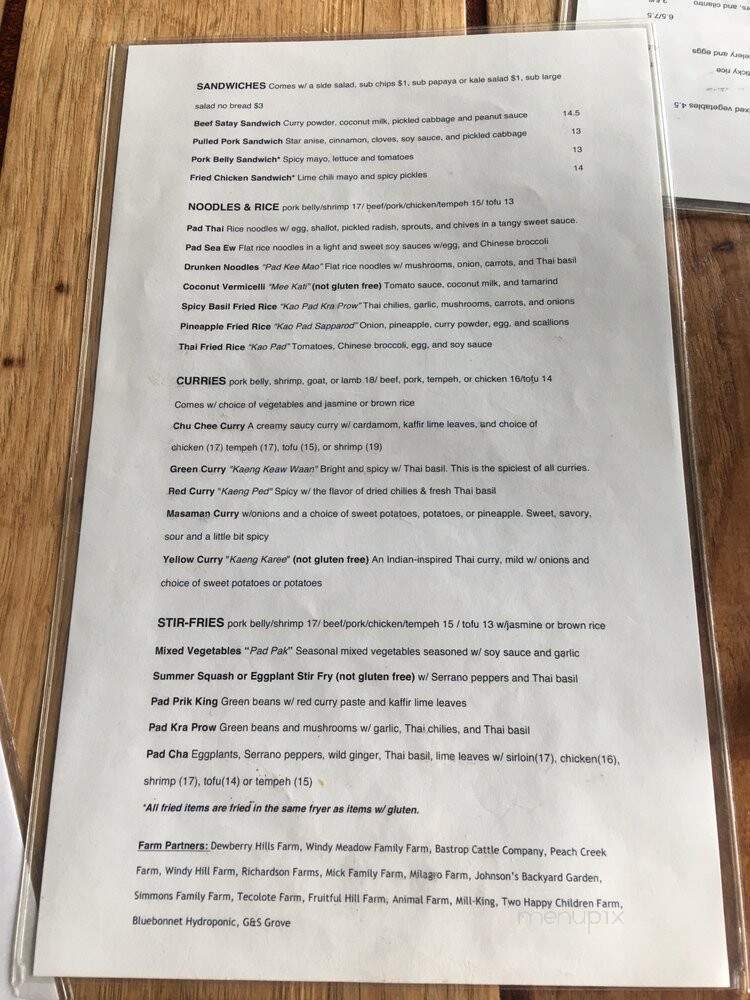Thai Fresh - Austin, TX menu_pic