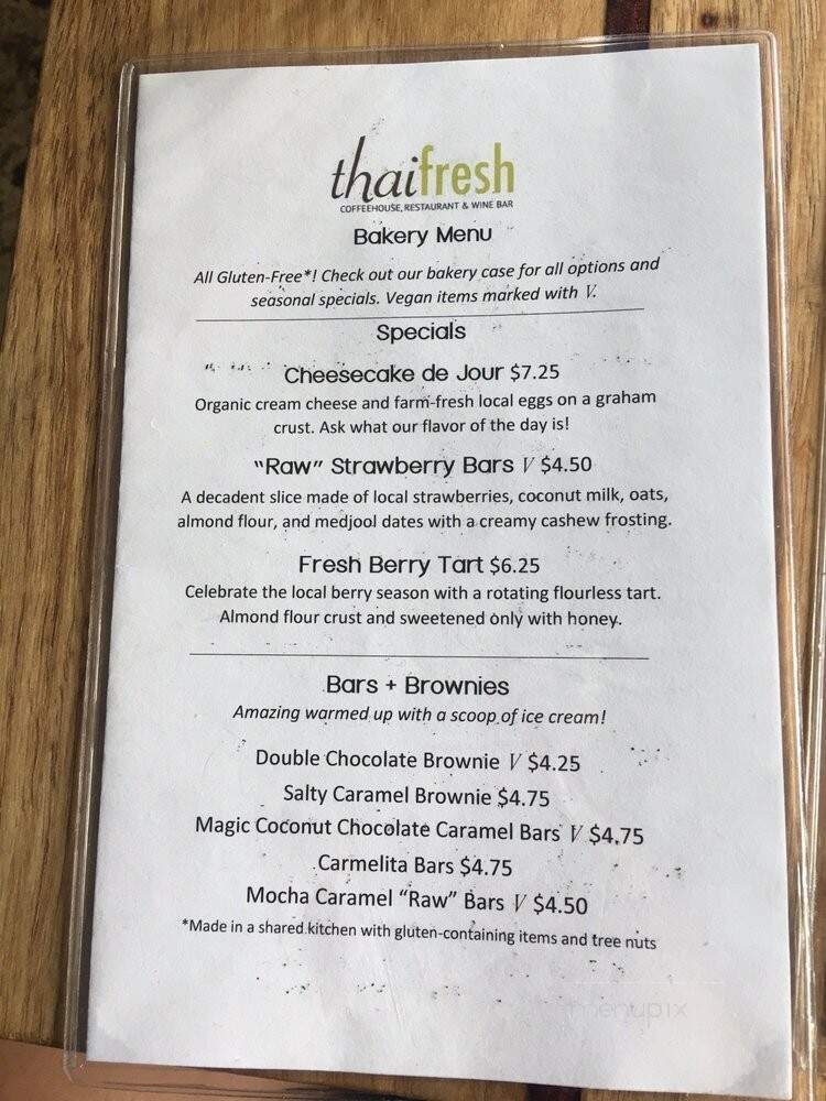 Thai Fresh - Austin, TX menu_pic