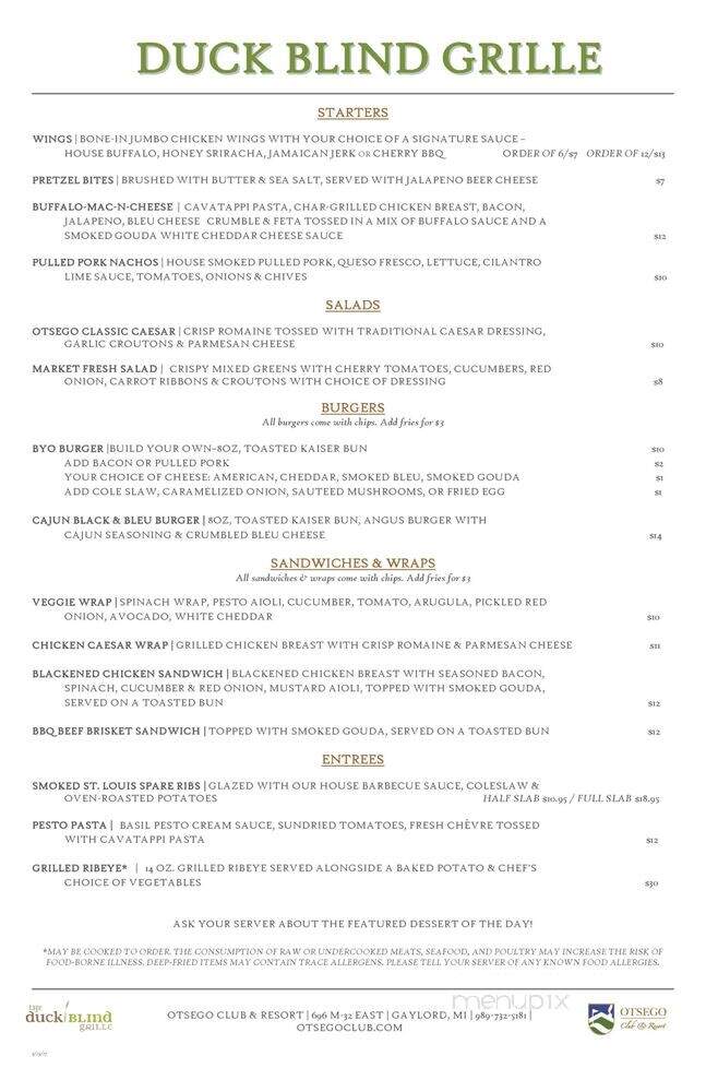 The Logmark - Gaylord, MI menu_pic