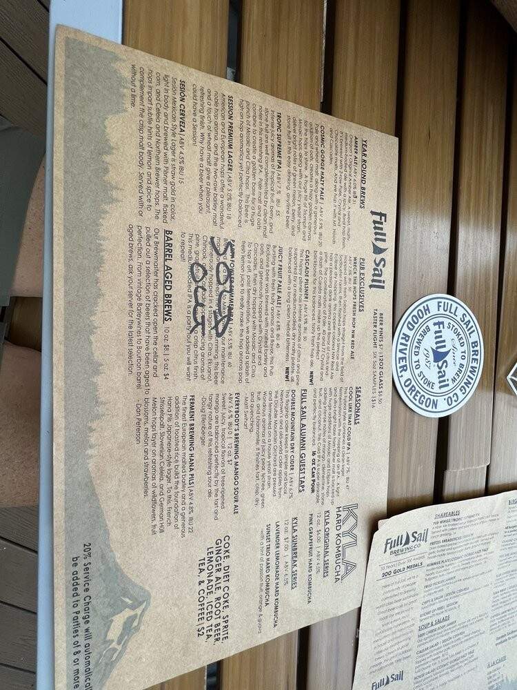Full Sail Brewing Company - Hood River, OR menu_pic