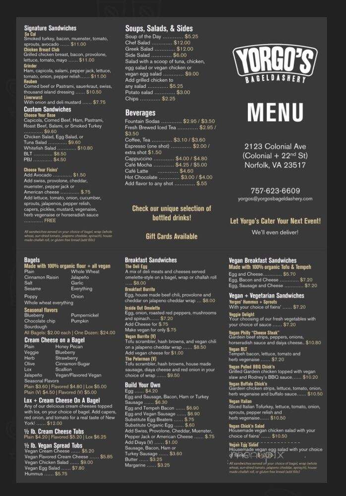 Yorgo's Bageldashery - Norfolk, VA menu_pic