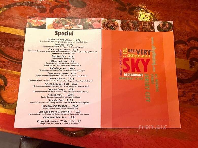 Sky Thai - Jersey City, NJ menu_pic