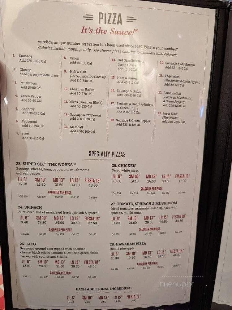 Aurelio's - La Grange, IL menu_pic