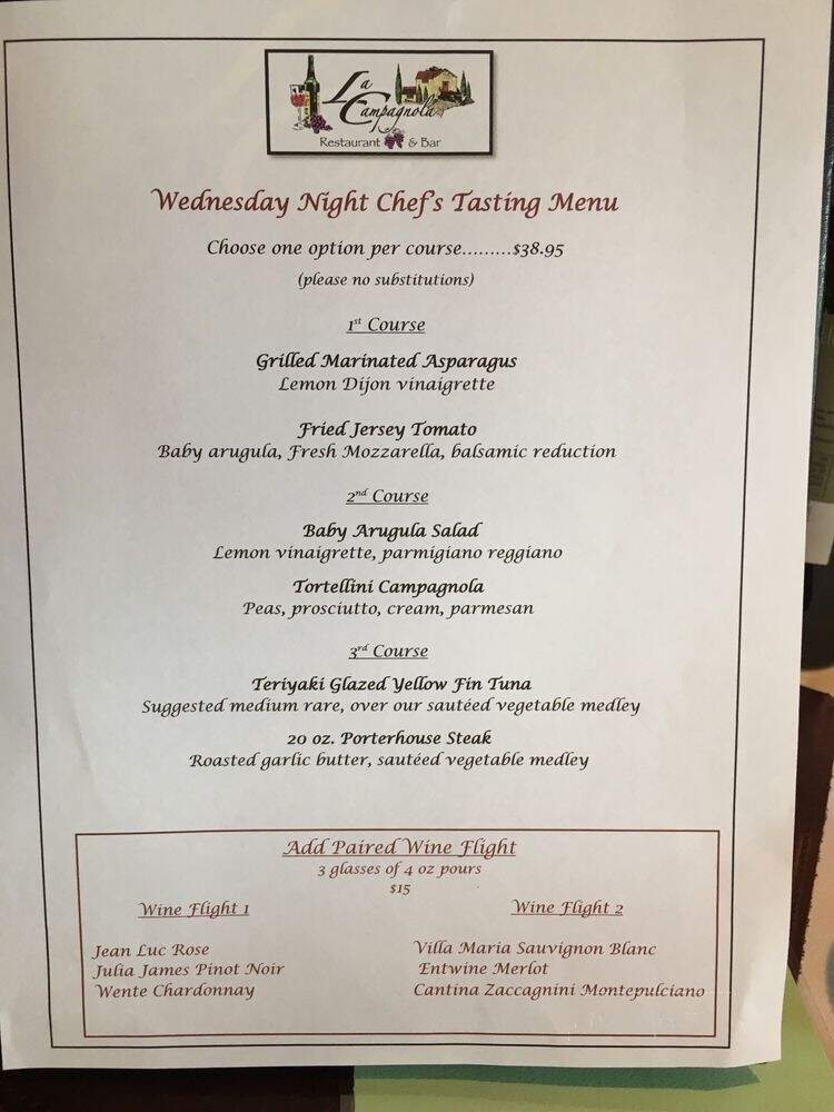 La Campagnola - Shamong, nj menu_pic