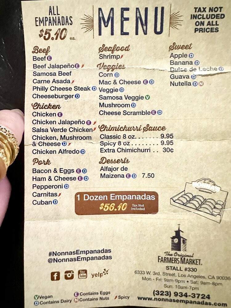 Nonna's Empanadas - Los Angeles, CA menu_pic