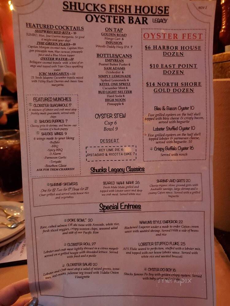 Shucks Fish House and Oyster Bar - Omaha, NE menu_pic