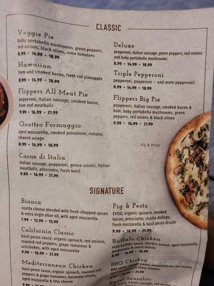Flippers Pizzeria - Orlando, FL menu_pic