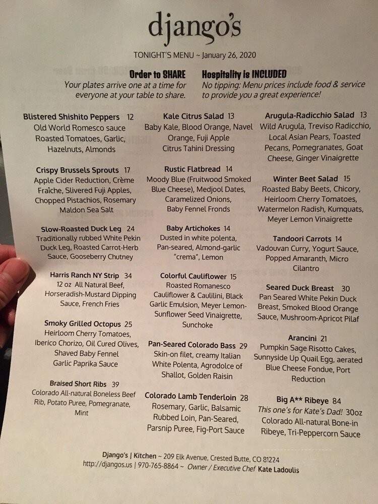 Django's Restaurant & Wine Bar - Crested Butte, CO menu_pic