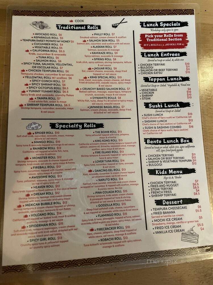 Fuji Yama Sushi - Orlando, FL menu_pic