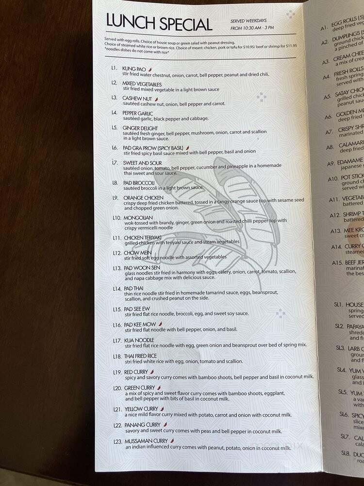 Saraya Thai Cuisine - Burbank, CA menu_pic
