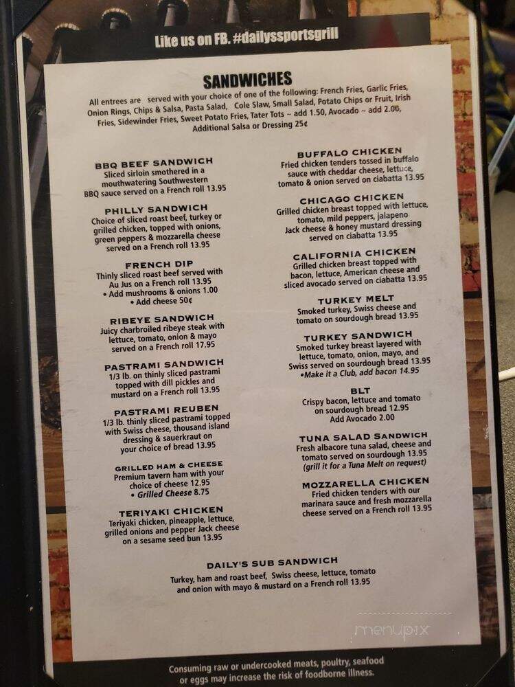 Daily's Sports Grill - Rancho Santa Margarita, CA menu_pic