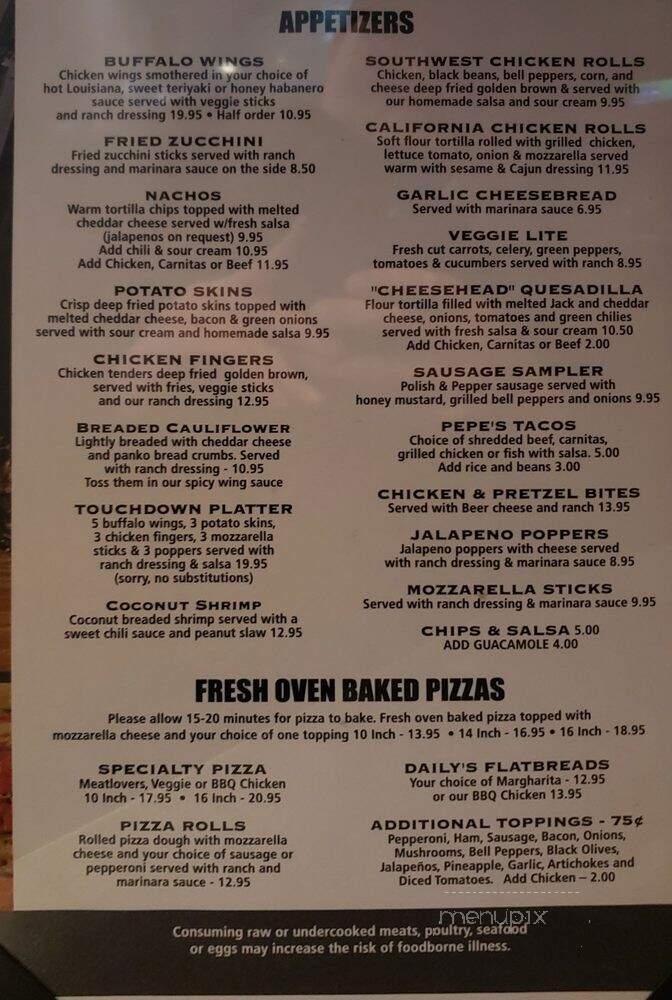 Daily's Sports Grill - Rancho Santa Margarita, CA menu_pic