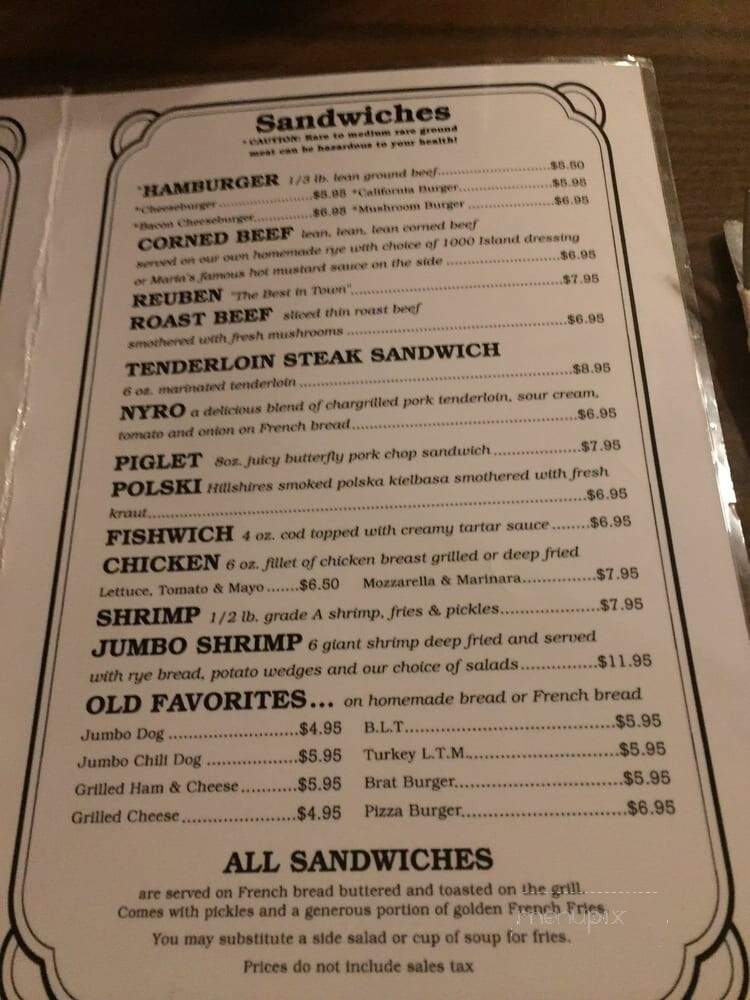 Fritz's - Monroe, WI menu_pic