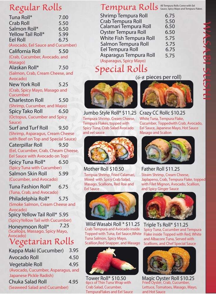 Wasabi's - Summerville, SC menu_pic