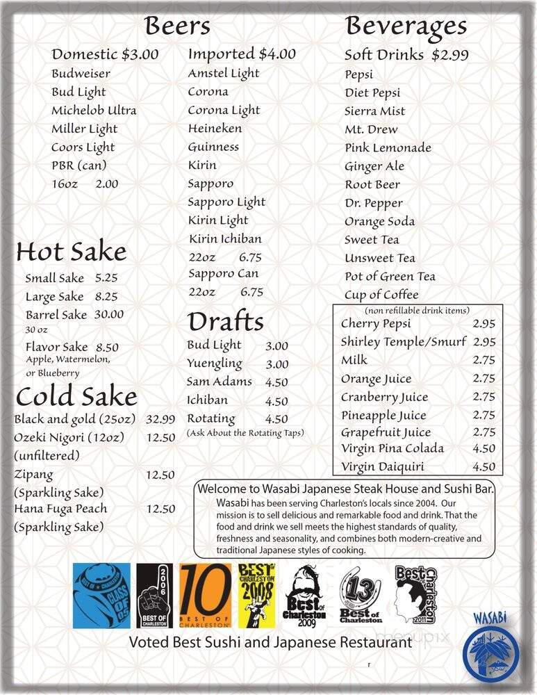 Wasabi's - Summerville, SC menu_pic