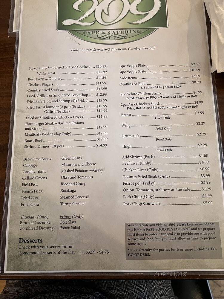 Cafe 209-Creative Caterers - Augusta, GA menu_pic