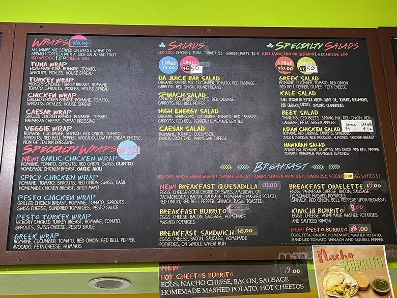 Da Juice Bar - Glendale, CA menu_pic