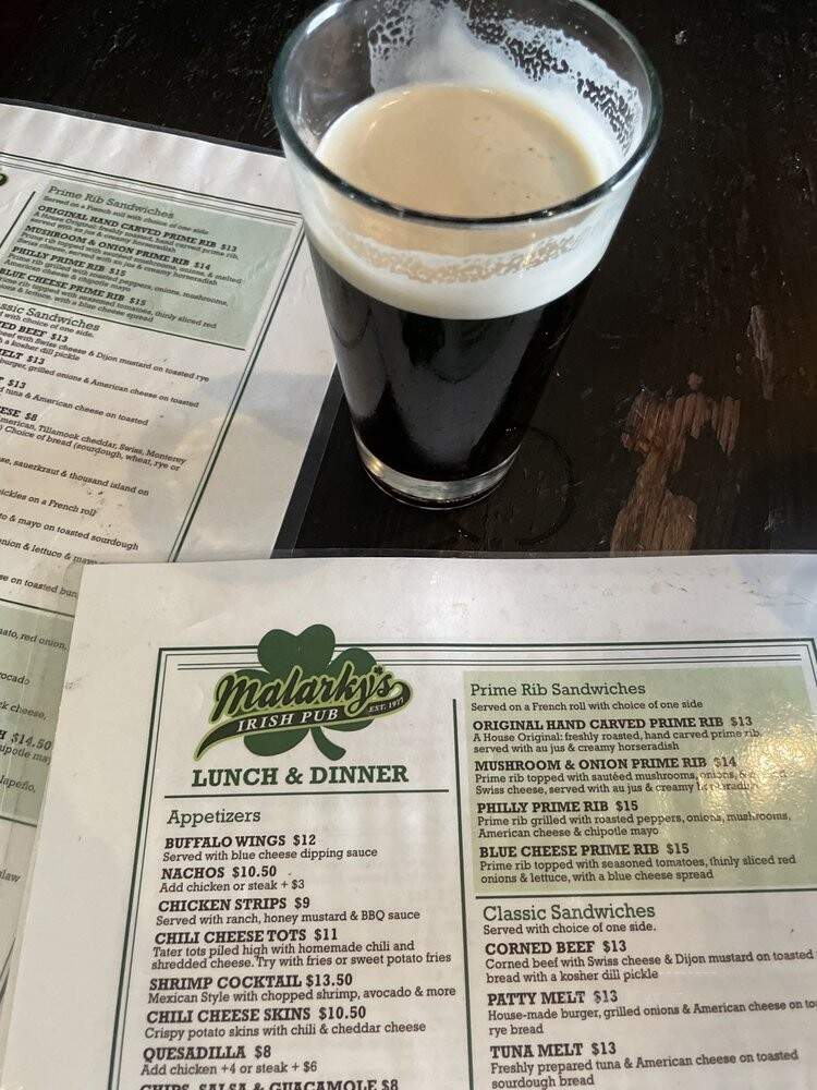 Malarky's Irish Pub - Newport Beach, CA menu_pic