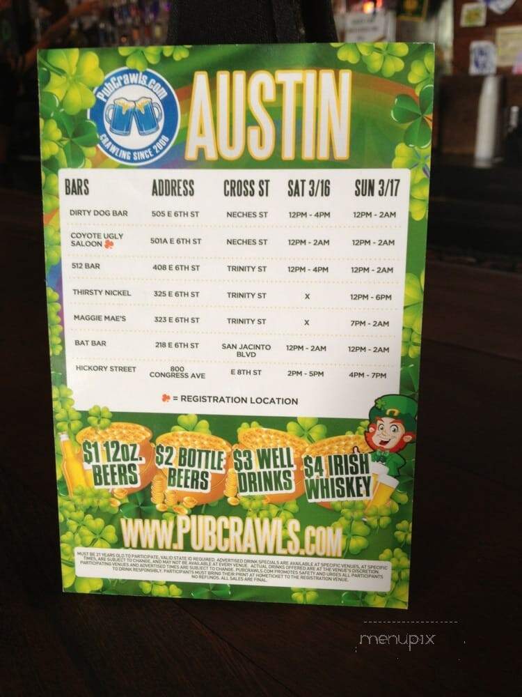 Coyote Ugly Saloon - Austin, TX menu_pic