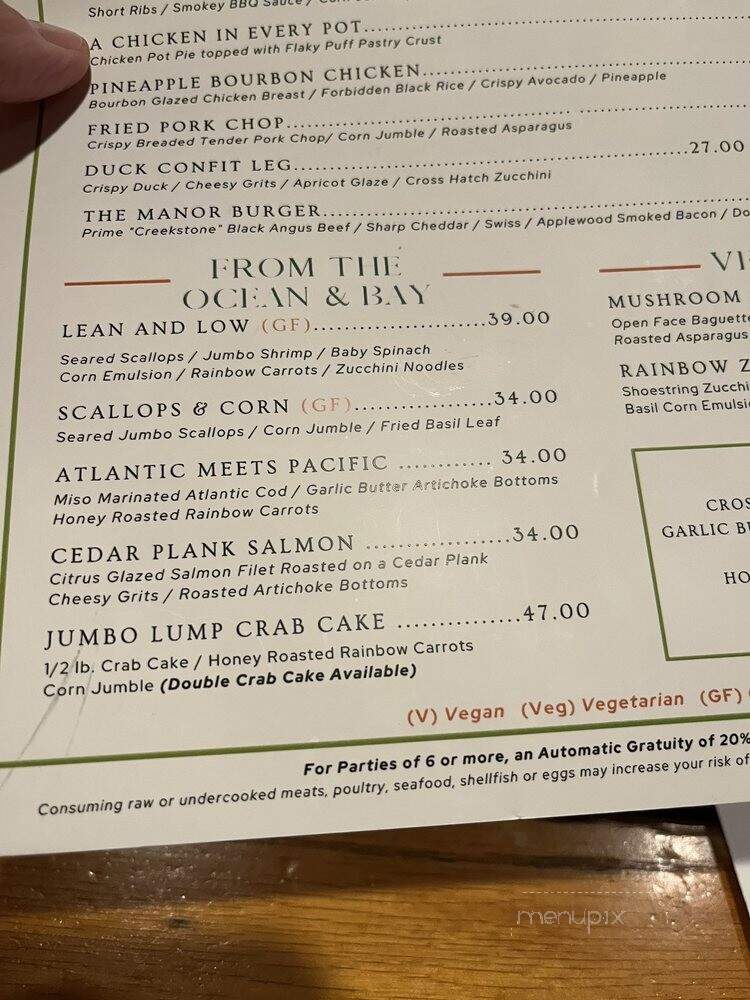 Manor Tavern Restaurant - Sparks Glencoe, MD menu_pic