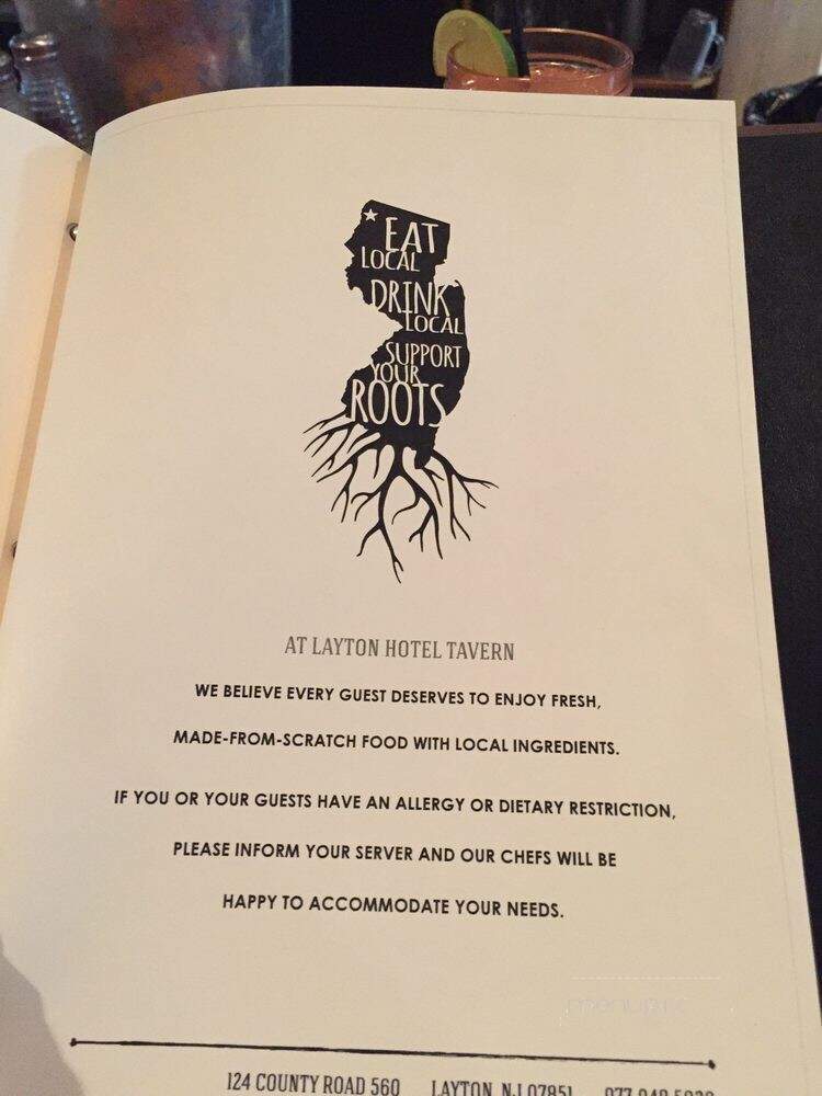Layton Hotel Sportmen Bar - Sandyston, NJ menu_pic