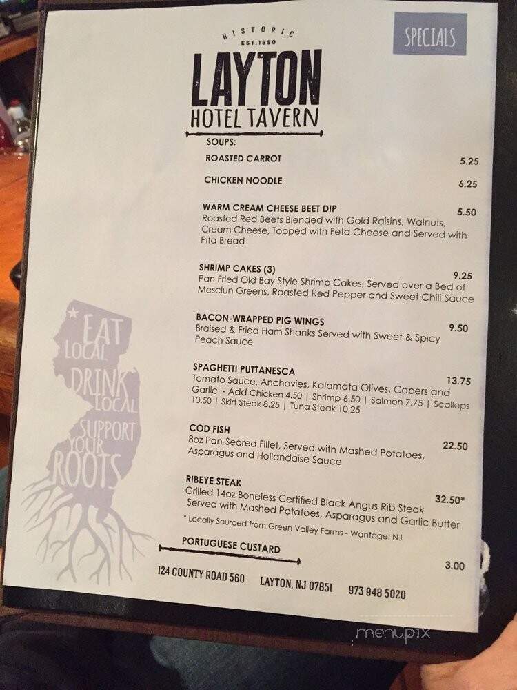 Layton Hotel Sportmen Bar - Sandyston, NJ menu_pic