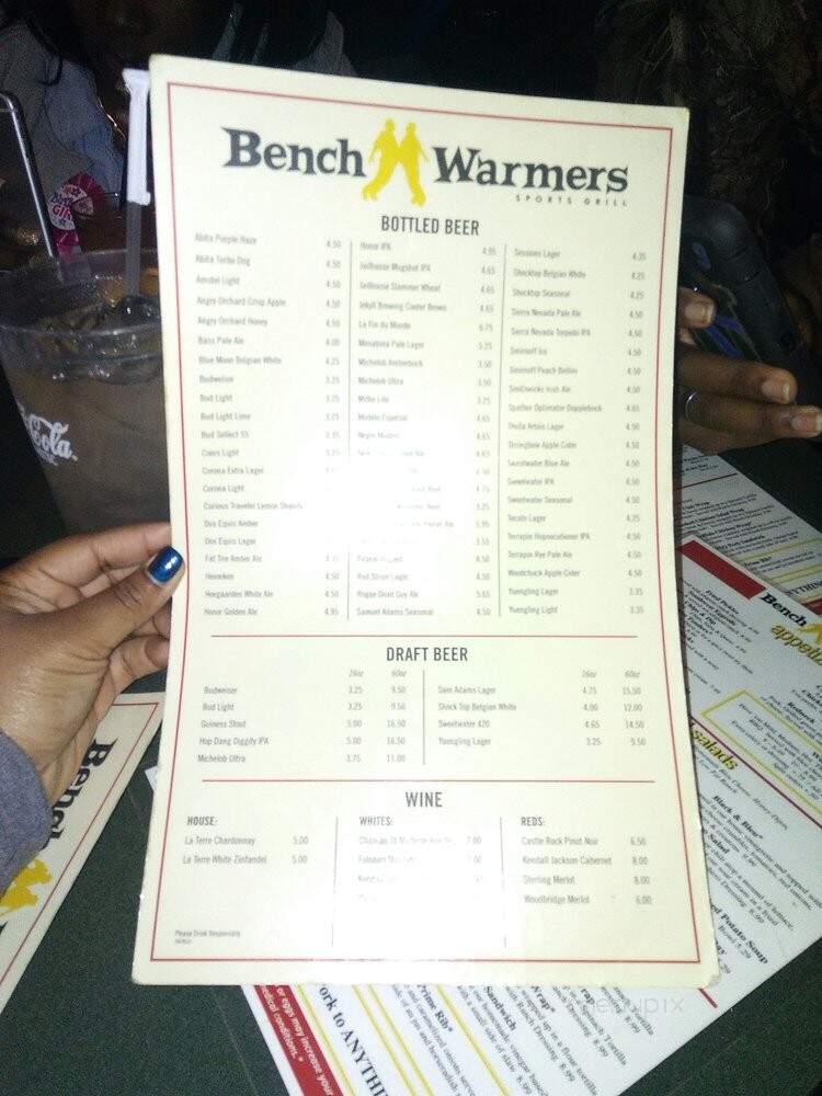 Benchwarmers - Stockbridge, GA menu_pic