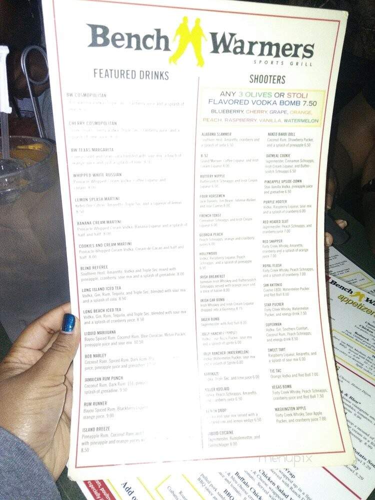 Benchwarmers - Stockbridge, GA menu_pic