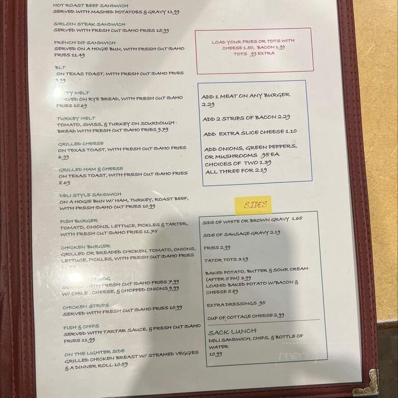 Village Inn Motel & Restaurant - Challis, ID menu_pic