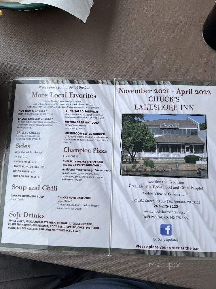 Chuck's Tavern - Pendleton, OR menu_pic