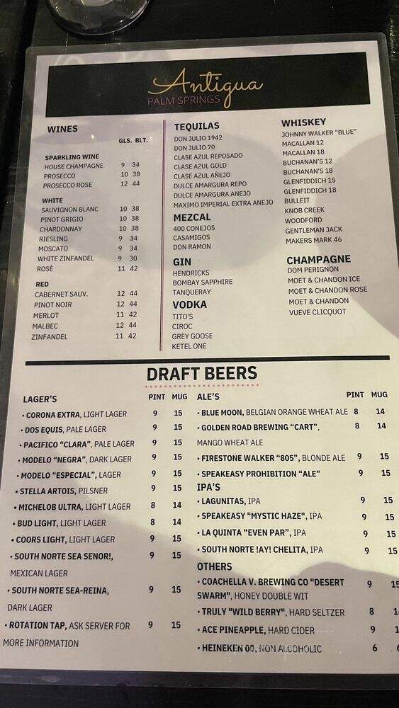Ale House - Palm Springs, CA menu_pic