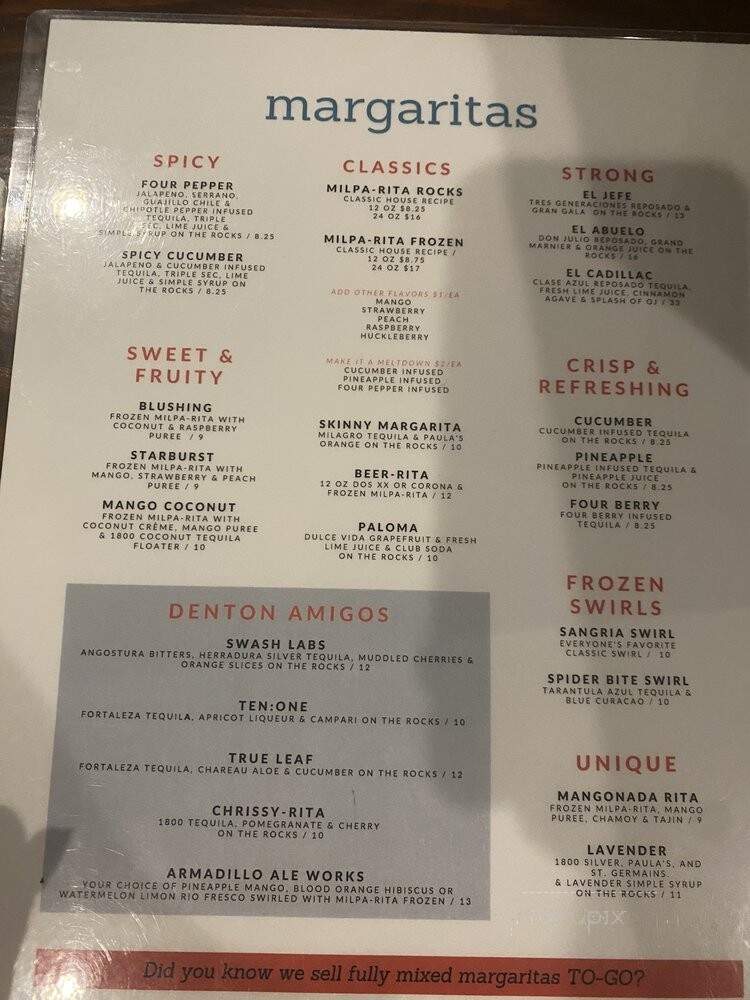 La Milpa - Denton, TX menu_pic