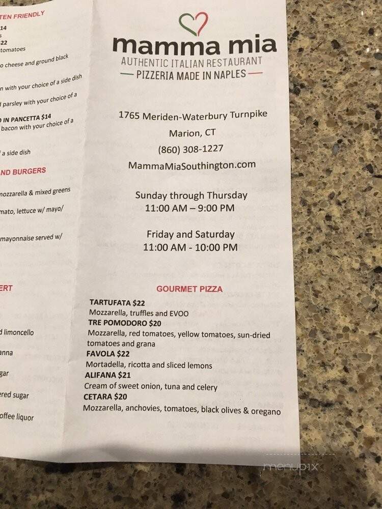 Mama Mia's Pizzeria - Southington, CT menu_pic