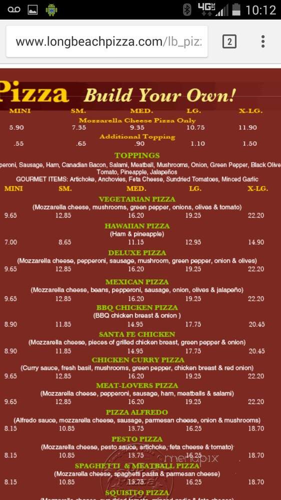 Long Beach Pizza - Long Beach, CA menu_pic