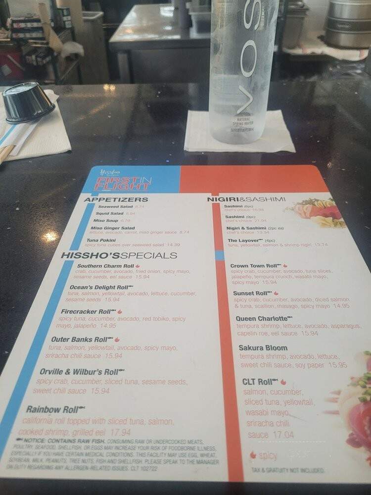 Hissho Sushi - Charlotte, NC menu_pic