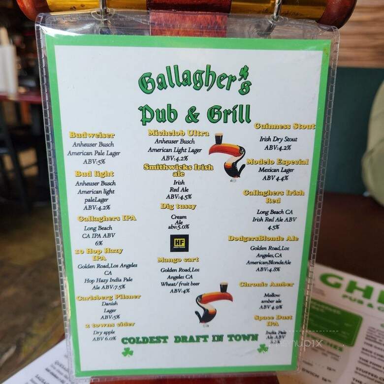 Gallagher's Pub & Grill - Long Beach, CA menu_pic
