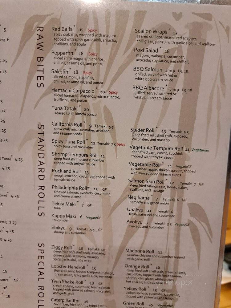 Ju Hachi by Taka's - Sacramento, CA menu_pic