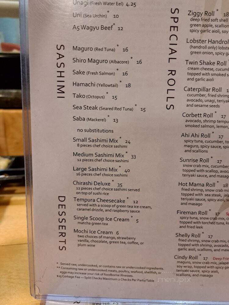 Ju Hachi by Taka's - Sacramento, CA menu_pic