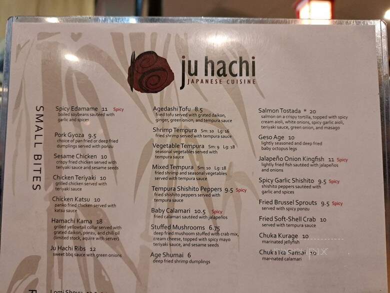 Ju Hachi by Taka's - Sacramento, CA menu_pic