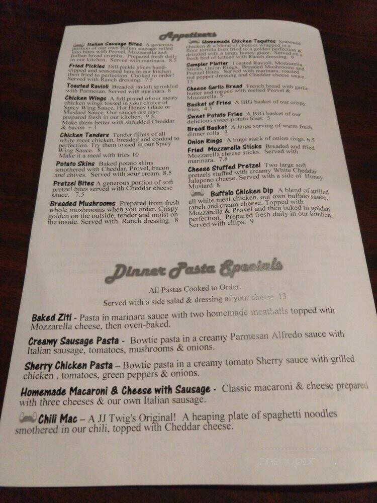 JJ Twig's Pizza & Pub - O'Fallon, MO menu_pic