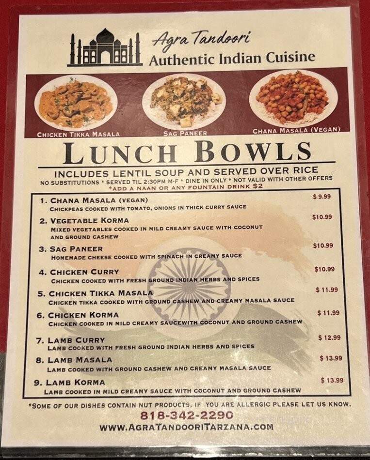 Agra's Tandori Indian Restaurant - Tarzana, CA