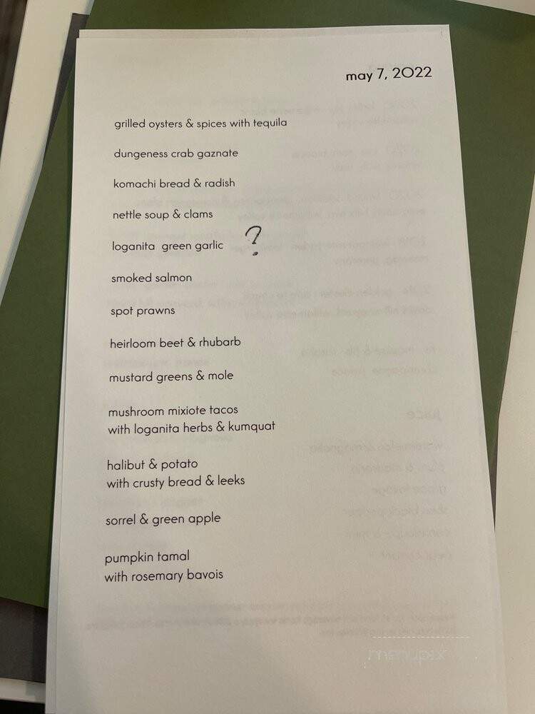 The Willows - Lummi Island, WA menu_pic
