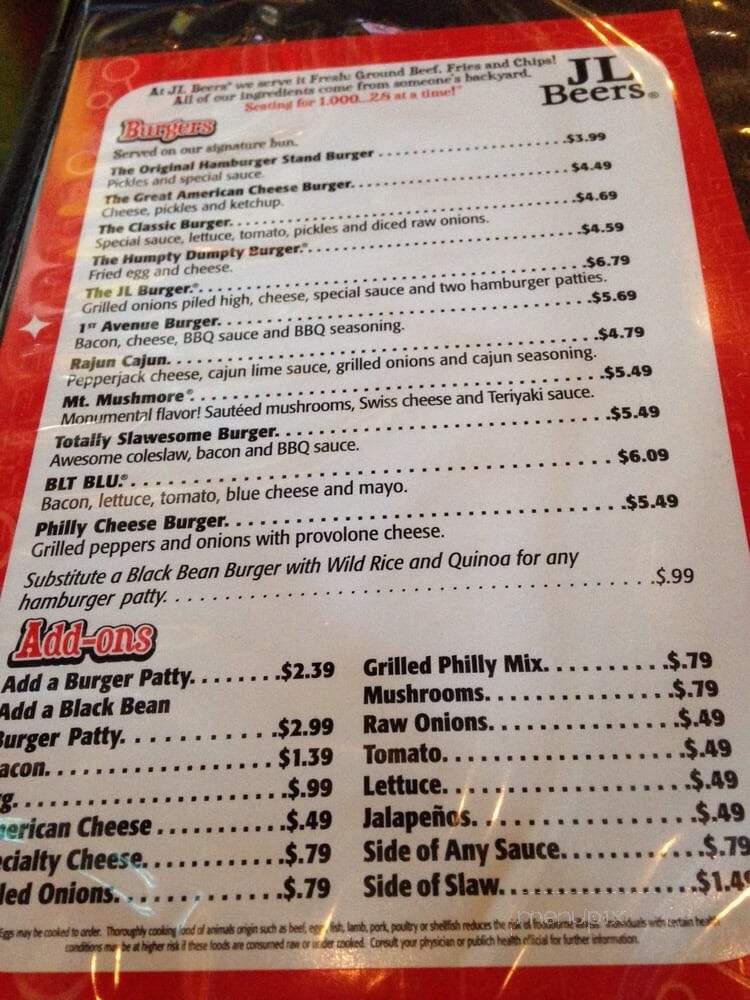 JL Beers - Fargo, ND menu_pic