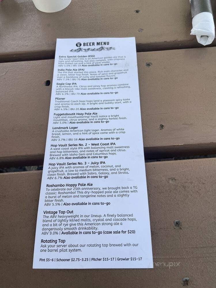Terminal Gravity Brew Pub - Enterprise, OR menu_pic